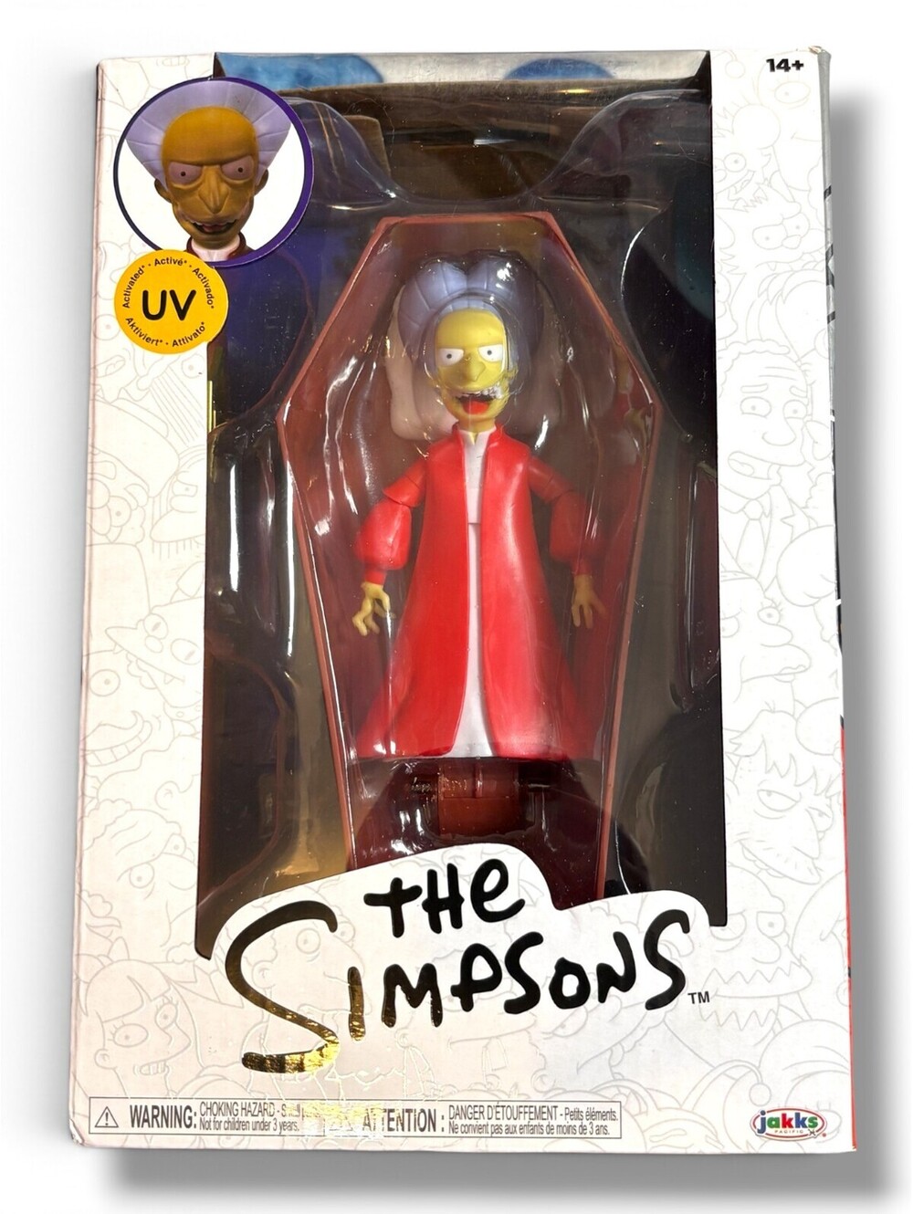 The Simpsons Vampire Mr Burns 5" Figure UV Color Change JAKKS Treehouse Horror